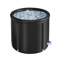 Ice Bath Tub for Athletes with Cover TeqHome 97 Gallons Cold Plunge Tub for Recovery Multiple Layered Portable Ice Bath Plunge Pool Indoors and Outdoors Black