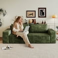 thumbnail image 5 of NeoKo Corduroy 3-Seater Loveseat | 71" Deep Seat Comfy Sofa | No Assembly Green Sofa, 5 of 7