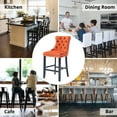 thumbnail image 6 of Velvet Counter Height Chairs Set of 2, 27'' Modern Button Tufted Bar Stools with Back and Footrest, Velvet Upholstered Bar Chair with Nail Head Trim and Pull Ring for Kitchen, Home Bar, Orange, 6 of 7