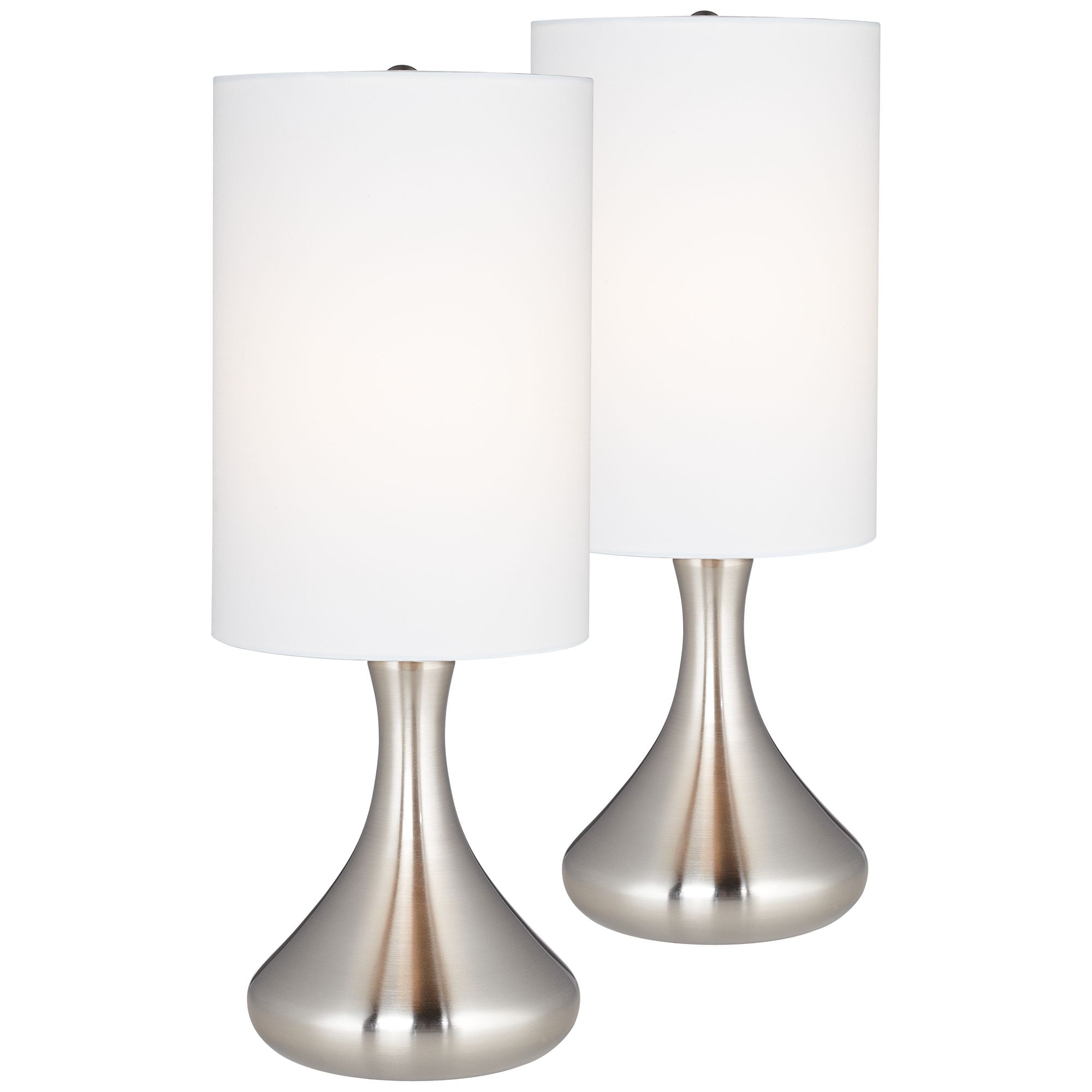 360 Lighting Melmore Modern Mid Century Accent Table Lamps 17" High Set of 2 Brushed Nickel