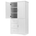 thumbnail image 6 of Tcbosik Large Storage Cabinet with 3 Drawers and 3 Doors, 62 inch Tall Bathroom Cabinet with Adjustable Shelf, Kitchen Cupboard for Living Room, Dining Room, White, 6 of 11