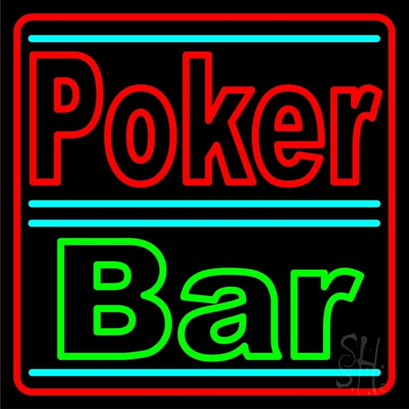 Red Poker Bar LED Neon Sign 16 x 16 - inches, Black Square Cut Acrylic Backing, with Dimmer - Bright and Premium built indoor LED Neon Sign for wall décor, arcarde, and storefront.