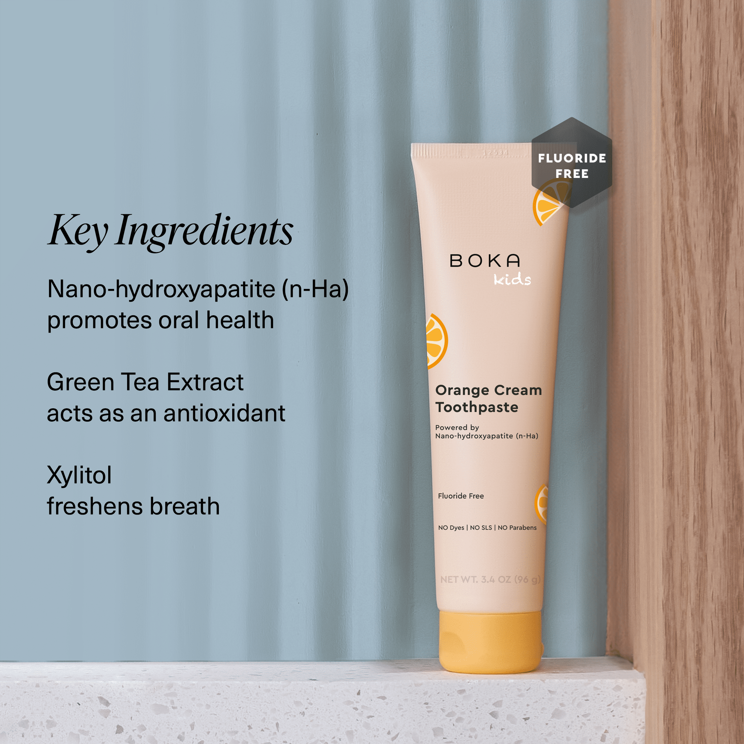 Boka Fluoride Free, Nano-Hydroxyapatite Kids Toothpaste, Orange Cream, 3.4oz