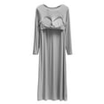 thumbnail image 3 of Aobny Cotton Cute Nightgowns for Women's Gray Nightshirts Crew Neck Long Sleeve Long Womens Pajamas Everyday, 3 of 3
