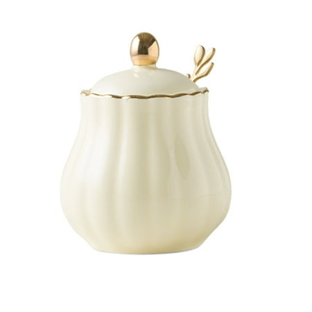 

Solid Color Sugar Bowl With Lid And Spoon 300ml(10.6oz)ceramic Sugar Storage Jar Porcelain Sugar Pot For Coffee Bar Restaurant Home-Yellow-300ml