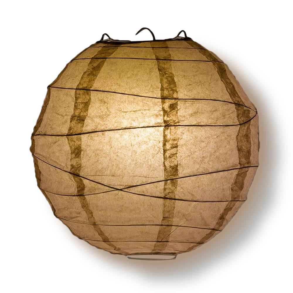 Quasimoon 8' Mocha / Light Brown Round Paper Lantern, Crisscross Ribbing, Hanging Decoration by PaperLanternStore