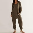 thumbnail image 3 of HSHMT Jumpsuits for Women Women's Casual Loose Jumpsuits Long Sleeve V Neck Oversized Rompers Baggy Overalls Pajamas, 3 of 8