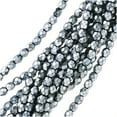thumbnail image 2 of Czech Fire Polished Glass Beads 4mm Round Full Pearlized - Silver On Jet (50), 2 of 2