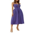 thumbnail image 1 of Robe d'Été pour Femmes Cravate de Couleur Unie devant Robe Midi Froncée, 1 of 9