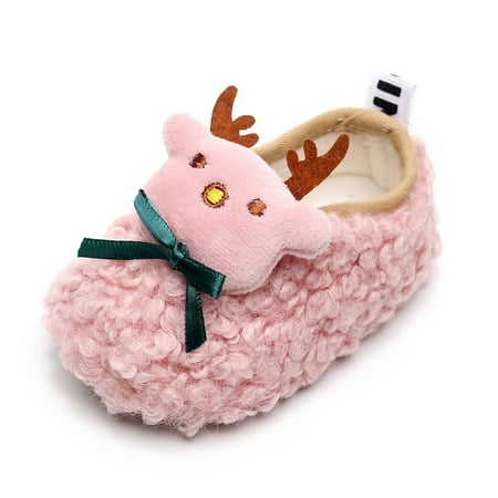 

MANHUJI Christmas Kids Newborn Baby Shoes Infant Girls Indoor Soft-Soled Princess Shoes Baby Walking Shoes(Pink 145)
