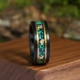 thumbnail image 4 of Blue Opal &gold foil Tungsten Ring Wedding Band Ring Mens Black Brushed Finish, 4 of 6