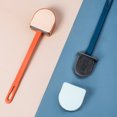 thumbnail image 4 of Biplut 1 Set Toilet Brush Flexible Long Handle No-Slip Flat Head Bristles Brush for Bathroom (Blue), 4 of 13