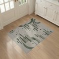 thumbnail image 3 of ODIKA 3'x5' Olive Green Geometric Art Striated Washable Throw Rug Modern Abstract Design With Border Ornamental for Entryway, Kitchen, Mudroom, Stain Resistant, Low Profile, Non-Slip, 3 of 7