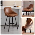 thumbnail image 5 of ONEVOG 25.6" Swivel Counter Stools Set of 3,Pu Leather Upholstered Bar Stools with Full Back,Modern Counter Height Bar Stools with Black Metal Legs for Kitchen Island,Brown, 5 of 8