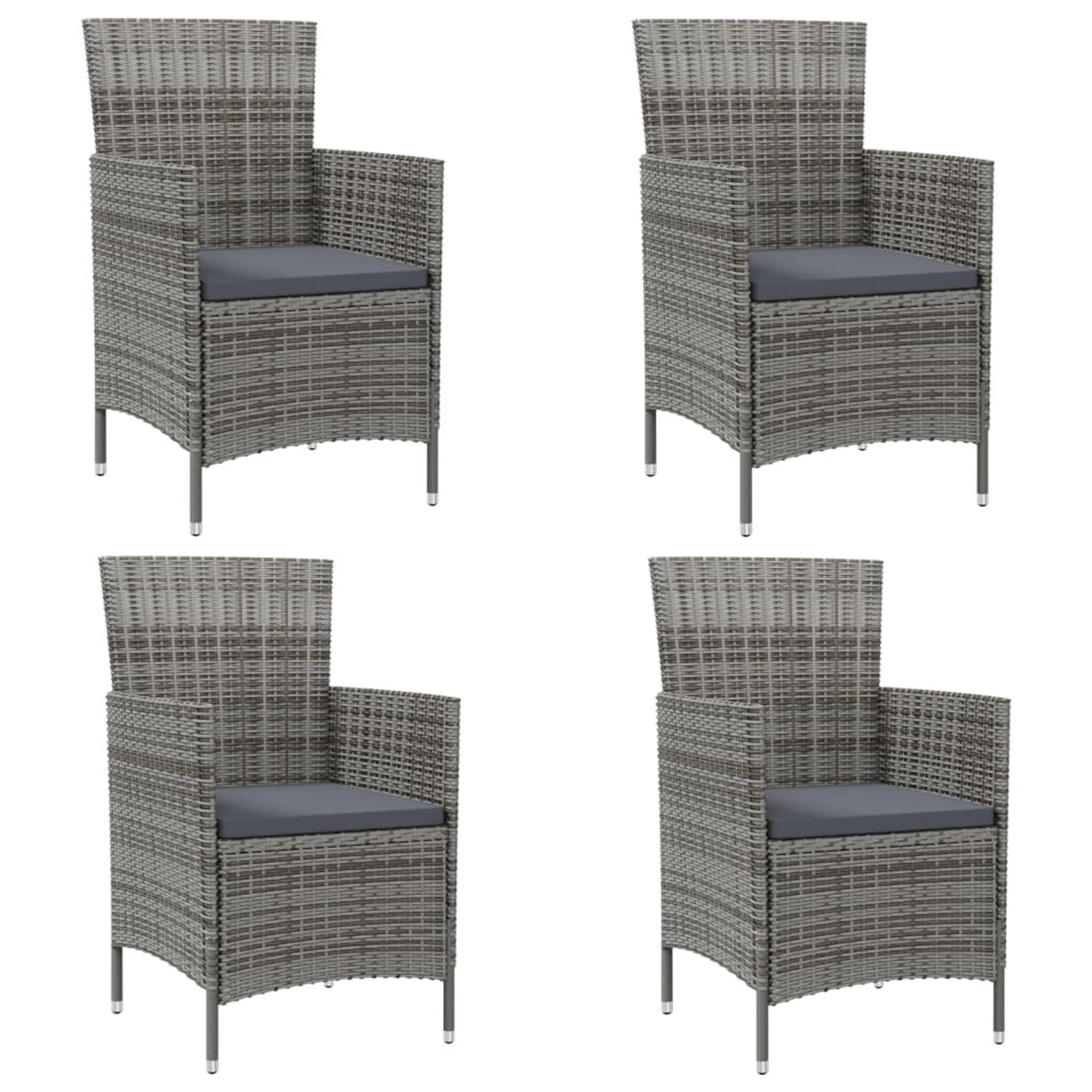 Anself Set of 4 Garden Chairs with Dark Gray Cushion Poly Rattan