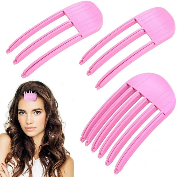 3Pcs Hair Volume Clips, Root Booster Clips,Hair Volume Clip for Fluffy Bangs, Wind Shaping Styling Comb for Fluffy Bangs,Quick Hair Styling Tools (Pink)
