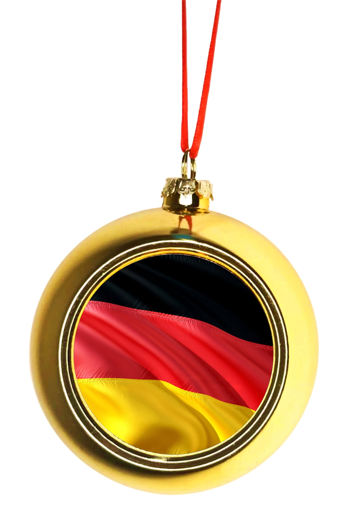 Germany Flag Waving German Flag Ornaments Gold Bauble Christmas