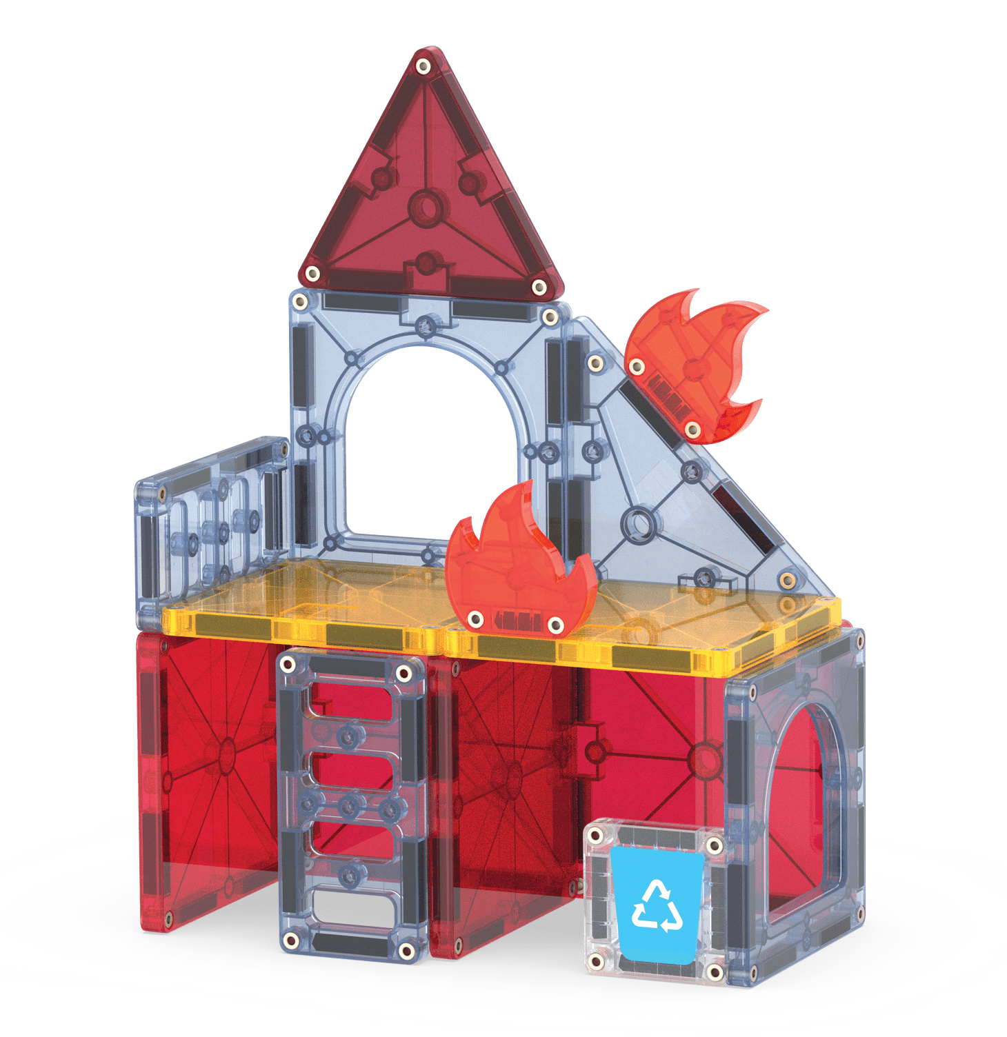 MAGNA-TILES® Fire Rescue 27-Piece Magnetic Construction Set, The Original Magnetic Building Brand