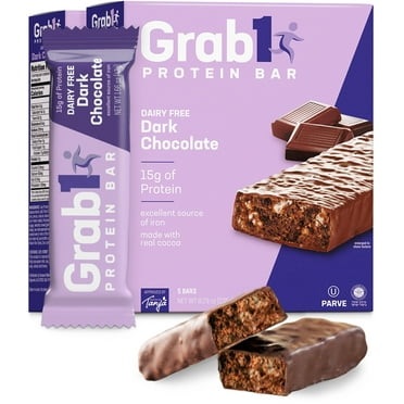 Grab1 Dairy Free Protein Bars Coated in Rich Dark Chocolate | 15 Grams Protein | (2 Pack - 10 Bars) Controls Hunger | Vegan Friendly | Certified Kosher | Delicious Tasting | Low Calorie |