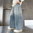 thumbnail image 2 of WMQPNNS Boys Baggy Jeans Fashion Streetwear Boys Jeans Size 16 Elastic Waist Casual Wide Leg Denim Pants with Pockets,Size 9-10 Years,2-Light Gray, 2 of 5