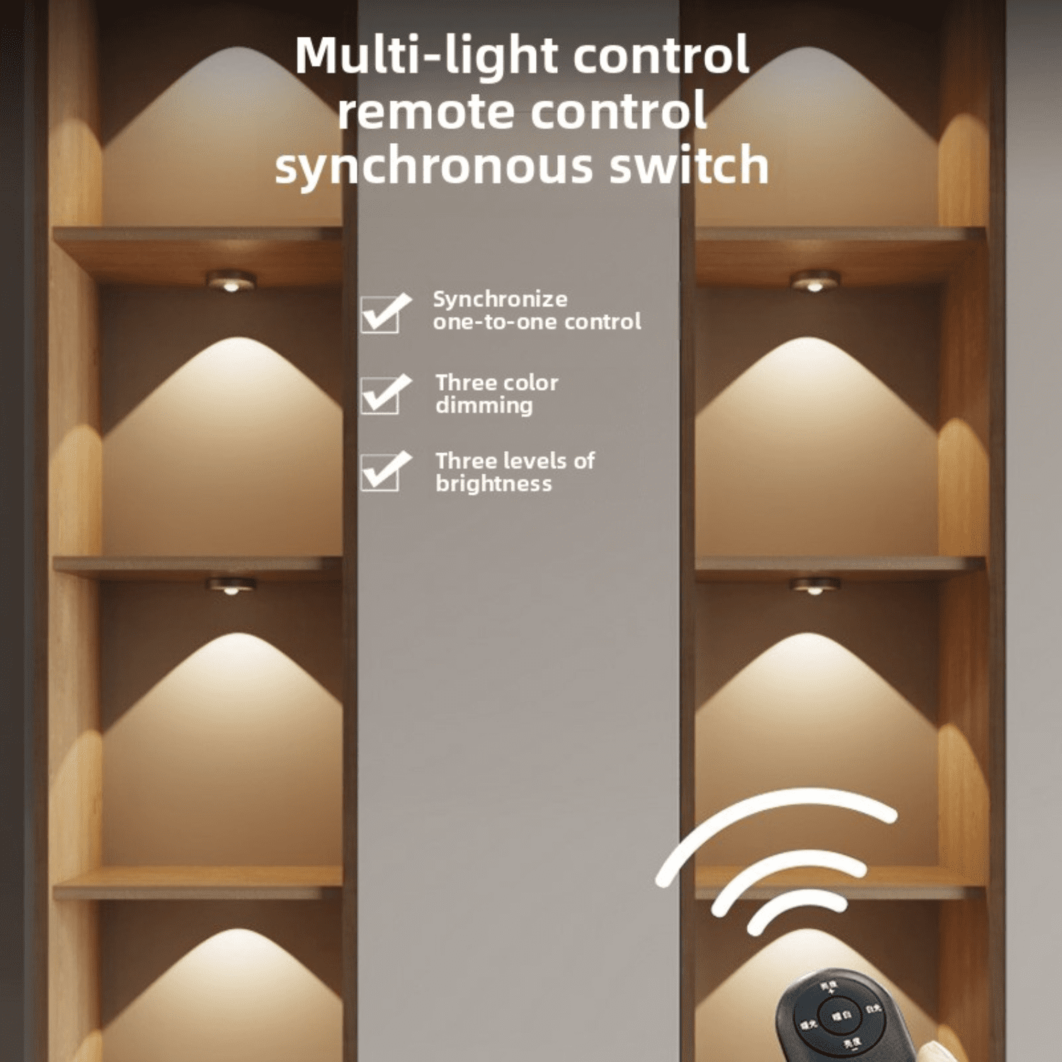 Wireless LED under cabinet lights, rechargeable remote control spotlight for display/closet lighting