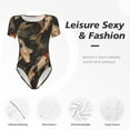 thumbnail image 4 of Bingfone Koi Fish Tranquility Pattern Women's Round Neck Bodysuit, Tight Snap Button Short Sleeve Bodysuit, Suitable for Party, Sports, Daily Wear-Large, 4 of 7