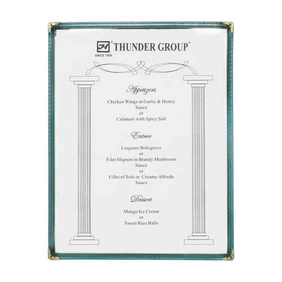 Excellante 8.5" x 11" single menu cover, green, comes in each