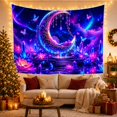 thumbnail image 3 of Floral Garden Ornate with Crescent Moon Composed Glowing, Mystical Fantasy for Space Lovers, Galaxy Room Decor, Mother'S Day Gift, Tapestry Wall Hanging for Bedroom and Dorm, 3 of 7