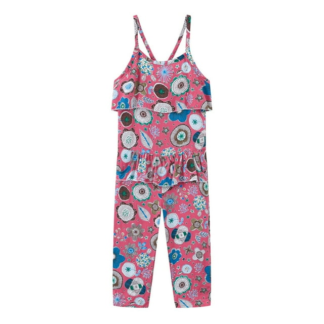 Ropa Para Niñas Pequeñas, Mono Para Niños Pequeños, Traje De Verano Para Niños, Mono Con Tirantes, Mono Estampado A La Moda, Peleles Rosa Odeerbi LM103-8417