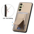 thumbnail image 4 of Compatible for Samsung Galaxy A15 Carbon Fiber Texture Wallet Case with Credit Card Slots, Shockproof Protection Business PU Leather Flip Kickstand Phone Cover for Galaxy A15, Khaki, 4 of 9
