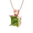 thumbnail image 2 of Clara Pucci 18K Rose Solid Hypoallergenic Gold 2Ct Natural Peridot Princess Cut Solitaire Designer Necklace Pendant For August, 2 of 7