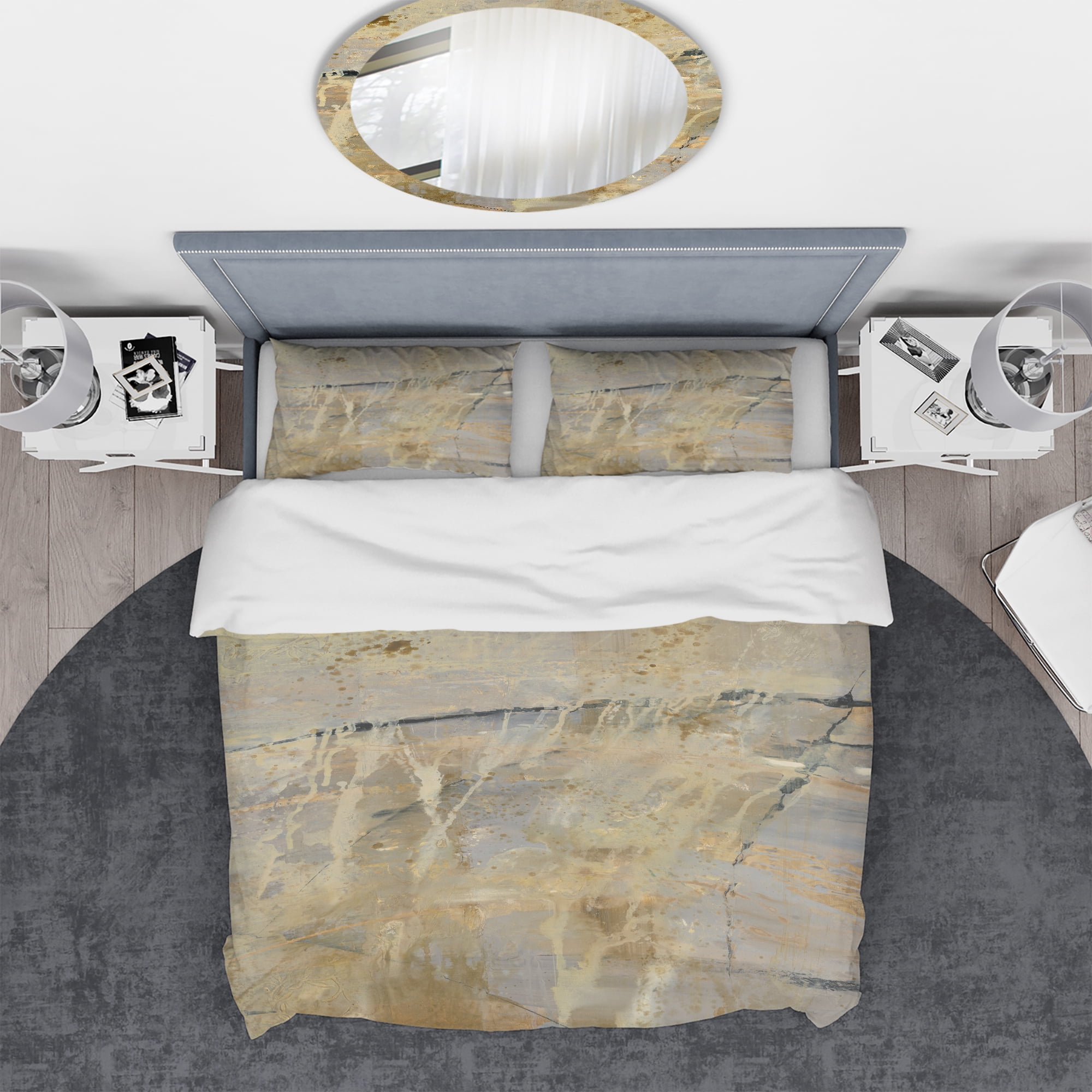 Designart 'Geometric Cream Block II' Geometric Duvet Cover Set
