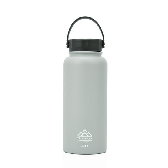 TRU FLASK Stainless Steel Water Bottle Double Walled and Wide Mouth Vacuum Insulated - Interchangeable Lids (Sold Separately) Eco Friendly, BPA Free - 32 OZ