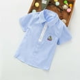thumbnail image 2 of LUOGENLI Chemises pour Garçons Tendance Été Plus Été Petite Chemise Décontractée à Manches Courtes pour Enfants avec Col Rond et Imprimé à Pois Ronds sur le devant Adaptée pour la Voile Bleu Clair Taille 4-5 Ans, 2 of 3