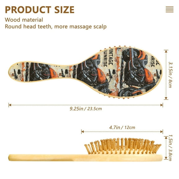 YAZAOO Soft Hair Brush Hair Comb Detangler Vintage Motorcycle Smoothing Hair Care Beauty Gift