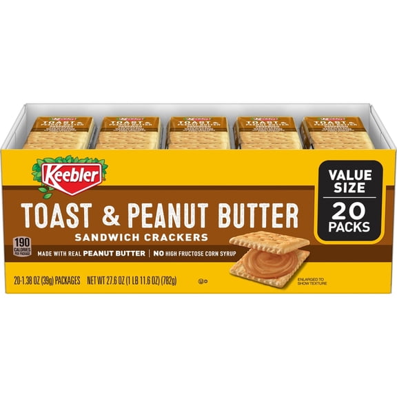 Keebler Toast and Peanut Butter Sandwich Snack Crackers 20 ct / 1.38 oz - Pack of 1