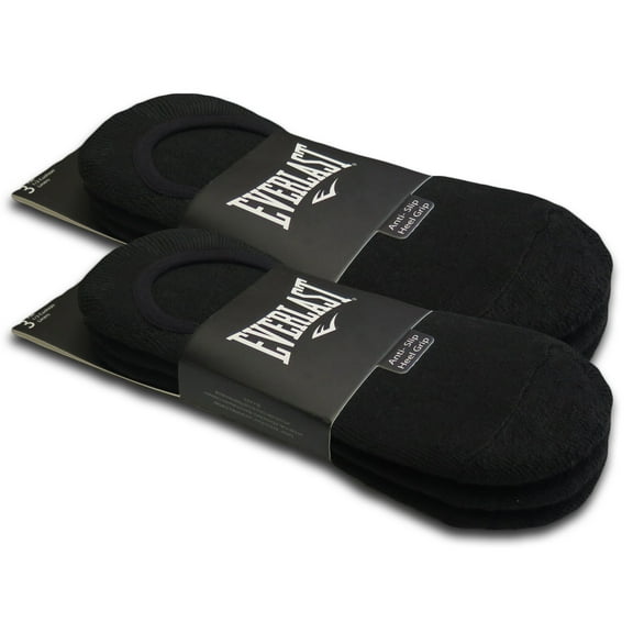 Everlast Men's 1/2 Cush Low Liner Peds No-Show Tennis Socks (Black)