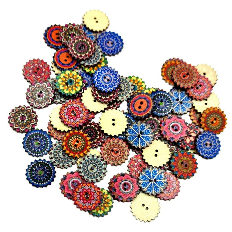 100 * Wooden 2 Holes Painted Sewing Buttons Craft DIY 20mm 