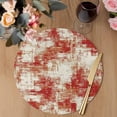 thumbnail image 3 of Red Ombre Round 15 Inch Placemats Set of 6, Gradient Abstract Art Vintage HeatResistant Non Slip Place Mats for Dining Table, Wipeable Braided Kitchen Table Mats for Housewarming, 3 of 9