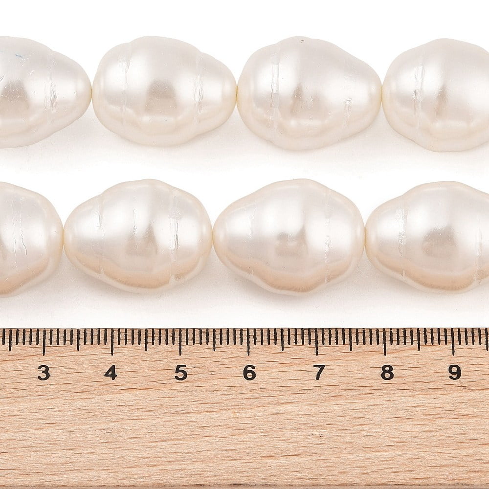 Shell Pearl Beads Strands Teardrop with Helmix White 22~23x17~18mm Hole: 1mm about 17pcs/strand 15.15 inch DIY