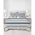 thumbnail image 2 of Twin XL Quilt Bedding Set, Navy Blue Khaki Striped Reversible Summer Quilt 3 Pieces, Farmhouse Stripes Modern Abstract Art Lightweight Bedspreads Coverlets with 2 Pillow Shams for All Seasons, 2 of 5