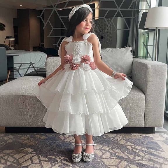 Girl Dress Summer Birthday Dresses for Girls Kids Easter Dresses for Toddler Girls 6-7 Years