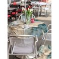 thumbnail image 5 of Outdoor Tablecloth with Umbrella Hole for Patio/Picnic/Party/Camping, Vintage Cherry Blossom Waterproof Table Cloth Round Cover Washable, Blue Teal Floral Farmhouse (Dia 54"), 5 of 9