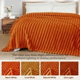 thumbnail image 7 of Exclusivo Mezcla Queen Size Flannel Fleece Blanket, Super Soft 3D Striped Jacquard Blanket for Bed, Lightweight Fuzzy Cozy Blankets, Burnt Orange, 90"x90", 7 of 7