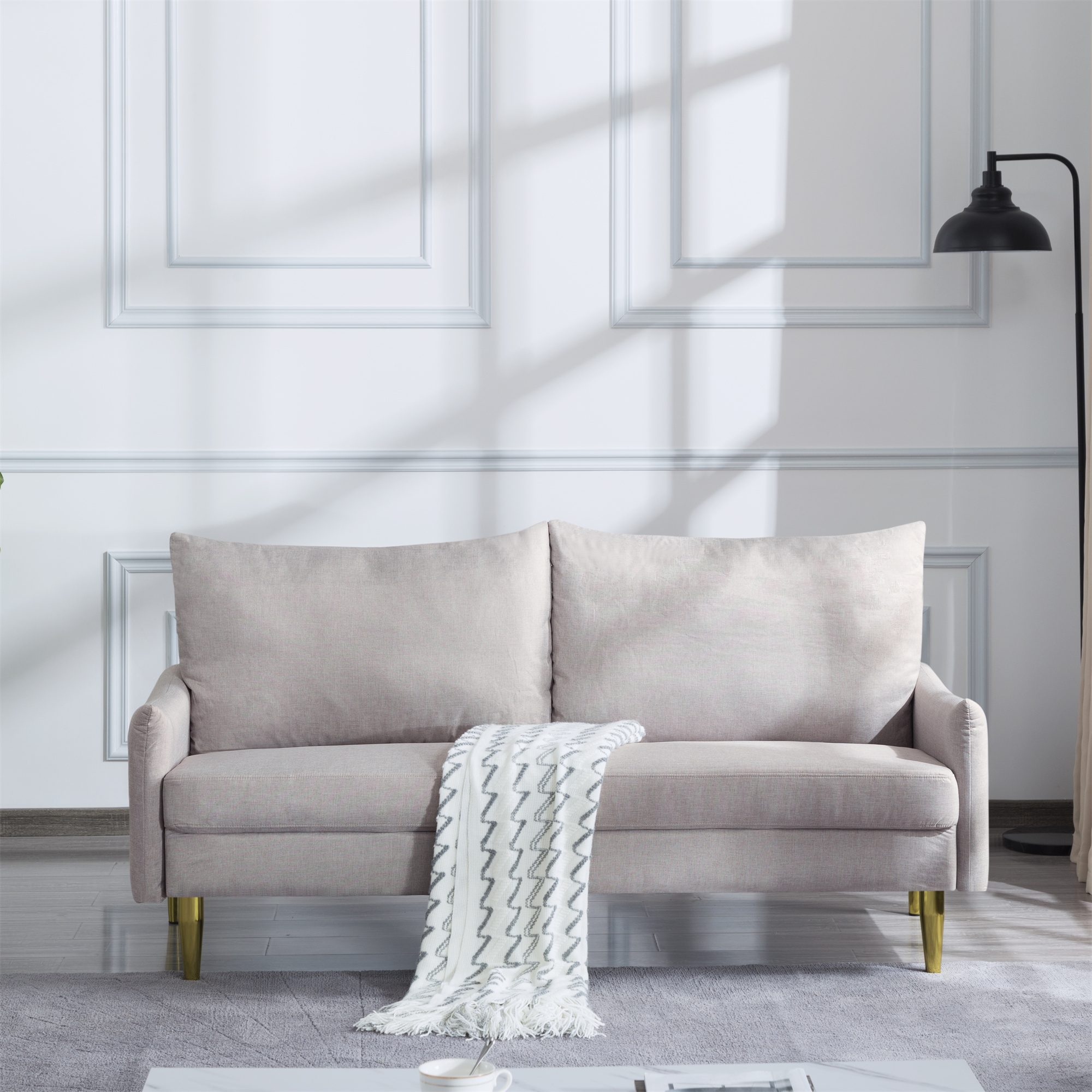 Aukfa 2-Seater Loveseat, Modern Love Seat Couch for Living Room, Beige