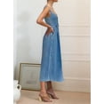 thumbnail image 6 of Women'S Strap Maxi Denim Dress Summer Sleeveless Halter Bodycon Maxi Dresses Dark Blue XL, 6 of 7