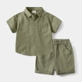 thumbnail image 2 of KPOPLK 2PCS Toddler Baby Boys Clothes Set for 1t 2t 3t 4t 5t Button-Up Shirt Tops + Shorts Summer Outfit with Pockets(5-6 Years,AG), 2 of 7