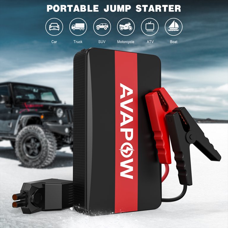 AVAPOW Car Jump Starter, 4000A Peak Battery (for All Gas or Up to 10L  Diesel), Portable Booster Power Pack, 12V Auto Jump Box with LED Light, USB