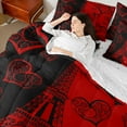 thumbnail image 5 of Manfei Romantic Eiffel Tower 7-Piece Twin Bedding Sets, Valentines Day Bedding Comforter Set, Black Red Love Heart Sheet Sets, Lightweight Room Decor, 5 of 8