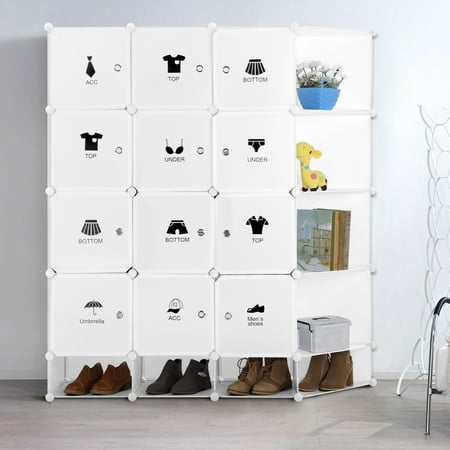 Wardrobe Closet Doors LANGRIA 12-Cubes DIY Portable Closet Wardrobe Organizer Storage System with Doors Color White ()